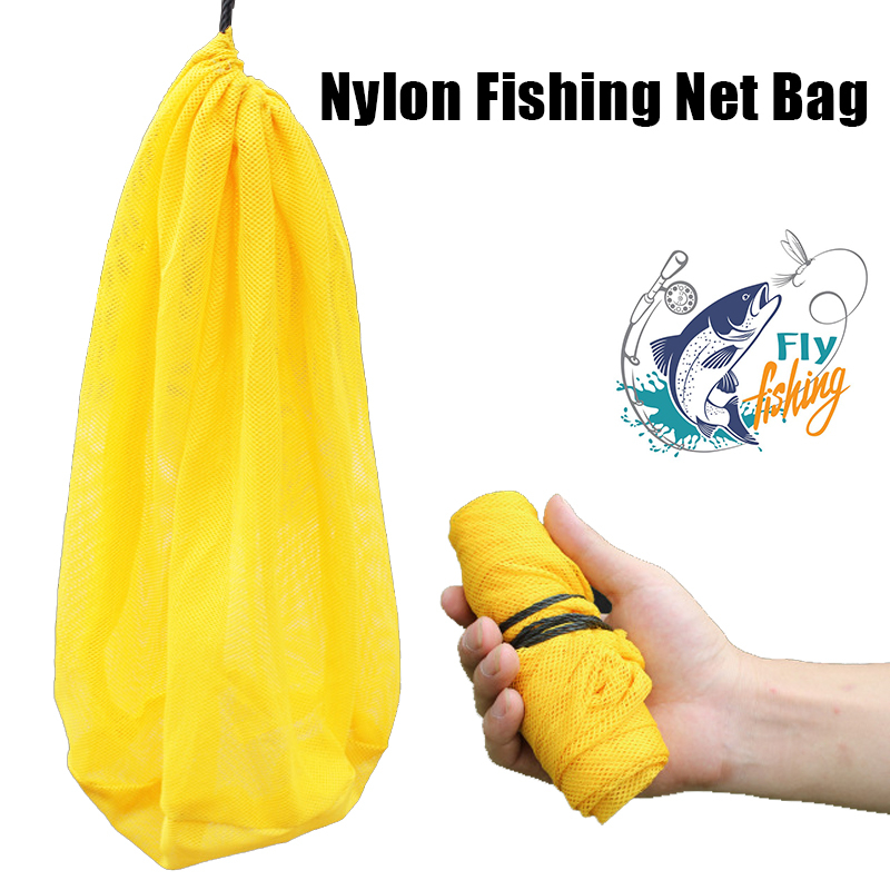 Nylon Fishing Net Bag Yellow Knotless 0.5mm Encrypted Network Port
