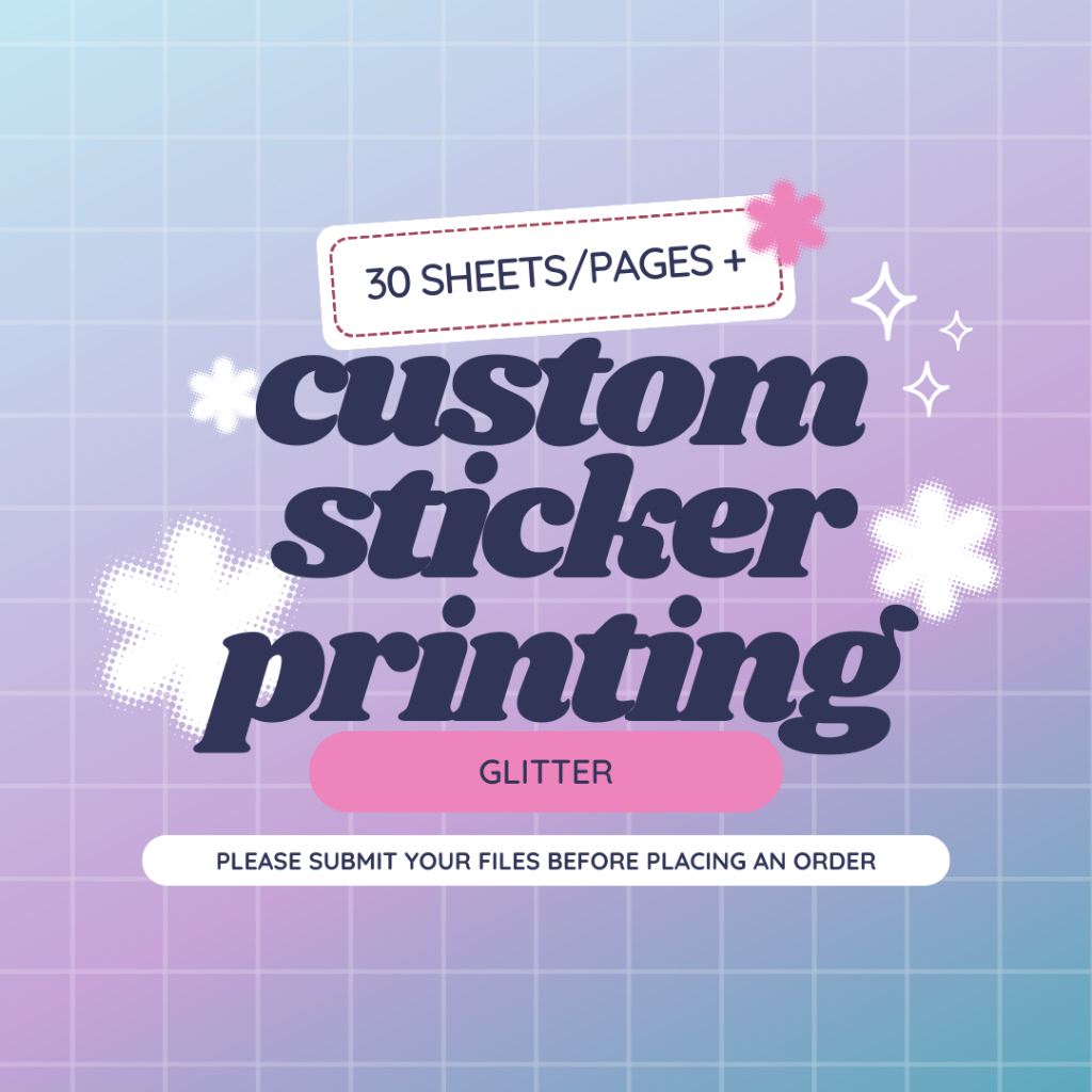 (30 sheets+) Custom Waterproof Glitter Sticker Printing, Labels