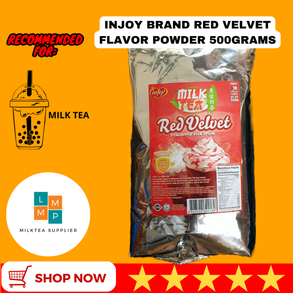 Injoy Red Velvet Milk Tea Flavor Powder 500g Instant Powdered Milk