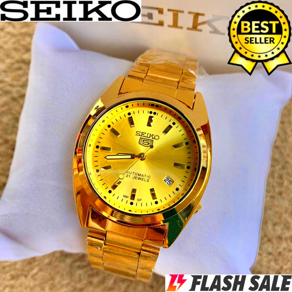 Seiko 5 21 Jewels Automatic Hand Movement All Gold Stainless Steel