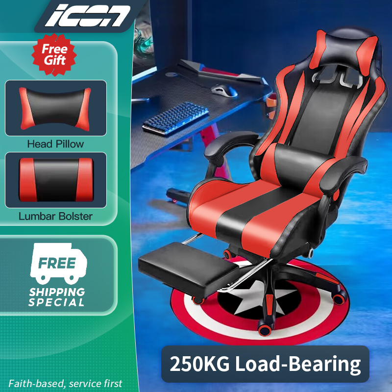 Computer Ergonomic Office Chair Gaming With Foot Rest Game Footrest