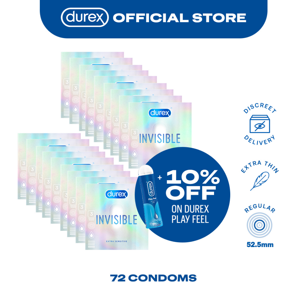 Durex Invisible Extra Thin Extra Sensitive Lubricated Condoms 3s (Set ...