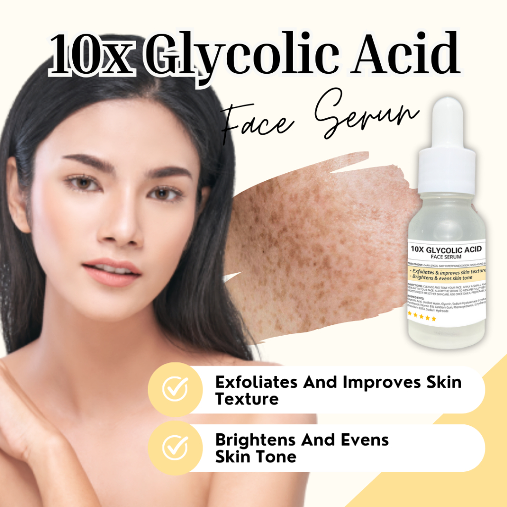 10x Glycolic Acid Serum + B5 + Hyaluronic (Exfoliates & Improves Skin ...