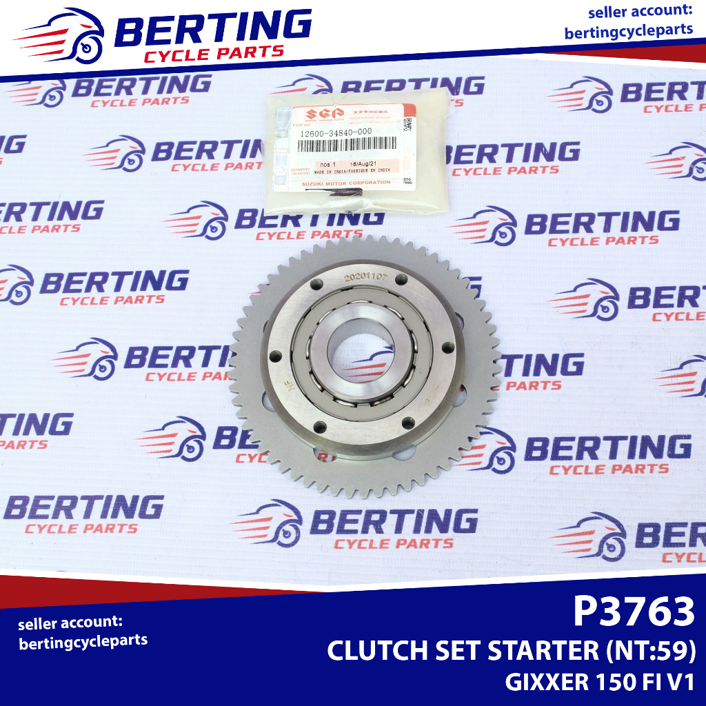 SGP STARTER CLUTCH SET BENDIX Suzuki Gixxer 150 FI V1 Genuine 12600