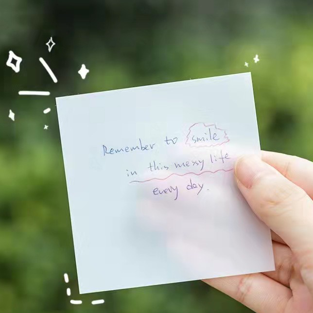 KELLY 50Sheets Transparent Sticky Notes Set waterproof Sticky Memo ...