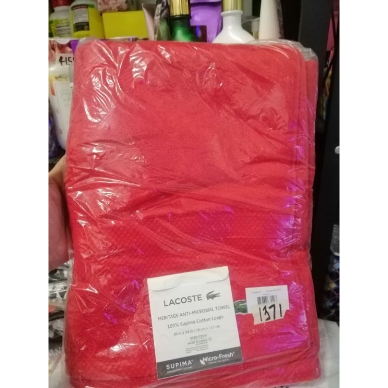 ORIGINAL LACOSTE BATH TOWEL, RED Shopee Philippines