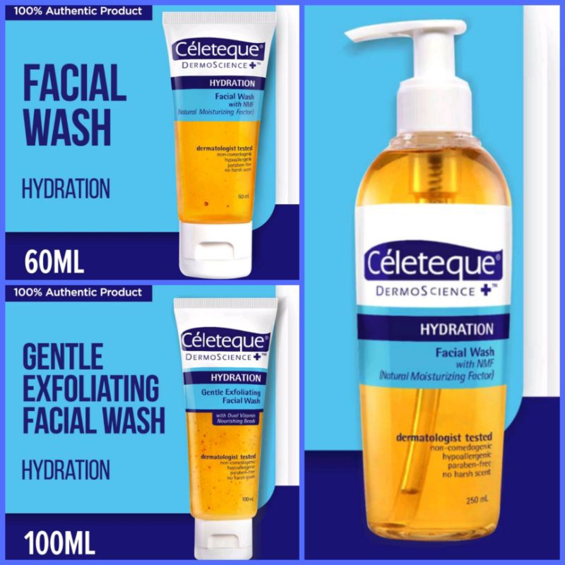 CELETEQUE Dermo Science Hydration facial wash 60ml/100ml/250ml Shopee