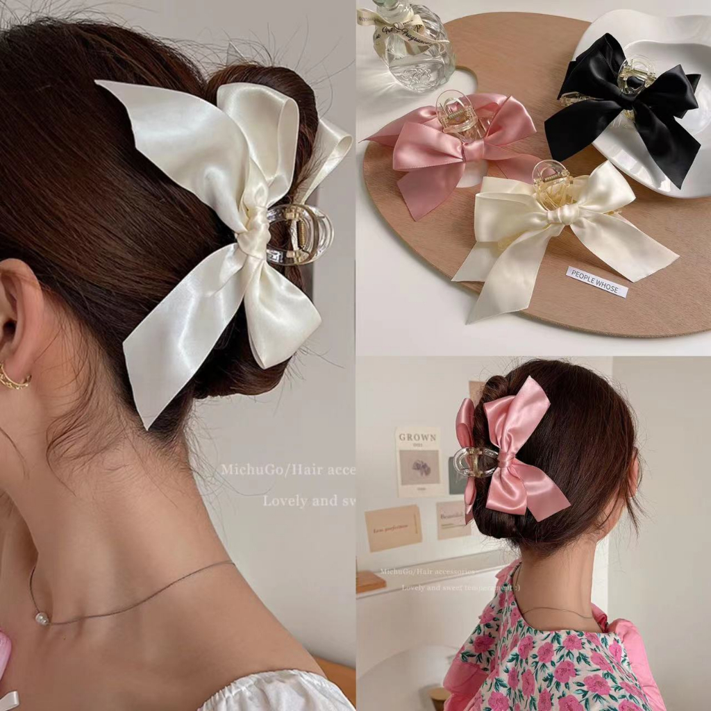 Ribbon Bow Hairpin Large Grab Clip Girl Hairpin Hair AccessoriesD ...