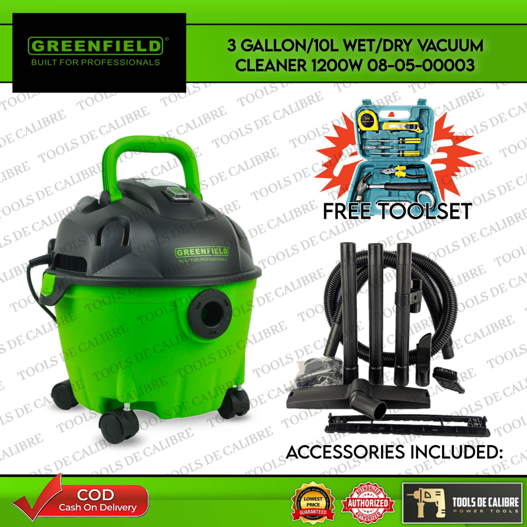 GREENFIELD 3 Gallon 10L Wet/Dry Vacuum Cleaner 1200W 080500003 with