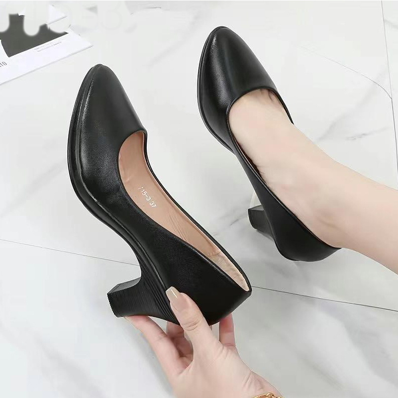 (715) Korean Womens black shoes with heels ( 2 inch ) sandal for women ...