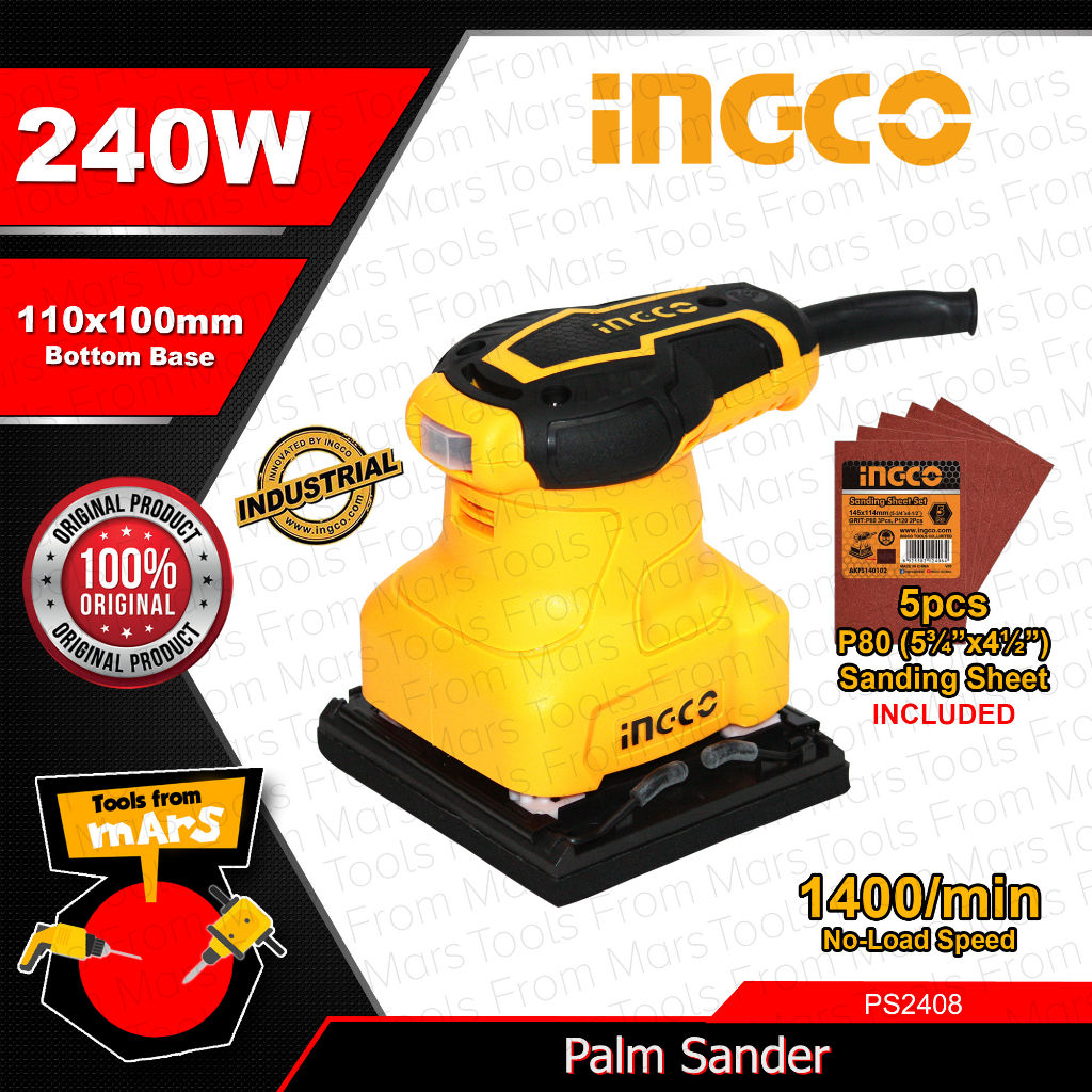 INGCO Palm Sander Sheet Finish Sander 240W PS2408 / PS2416 TOOLS FROM