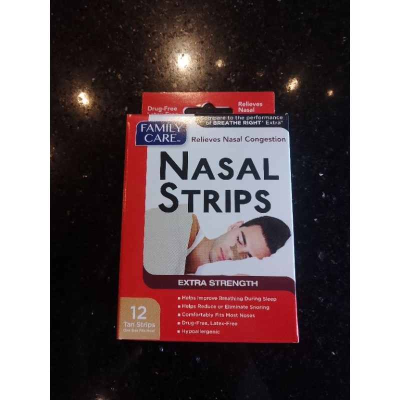 Family Care Nasal Strips Relieves Nasal Congestion (12 Tan Strips
