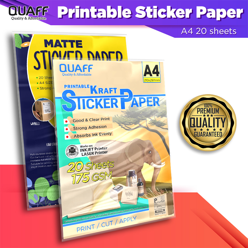 175gsm Inkjet sticker Paper A4 Size Matte Sticker & Kraft Sticker (20