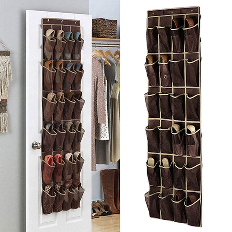 24 Pocket Shoe Space Door Hanging Organizer Rack Wall Bag Storage