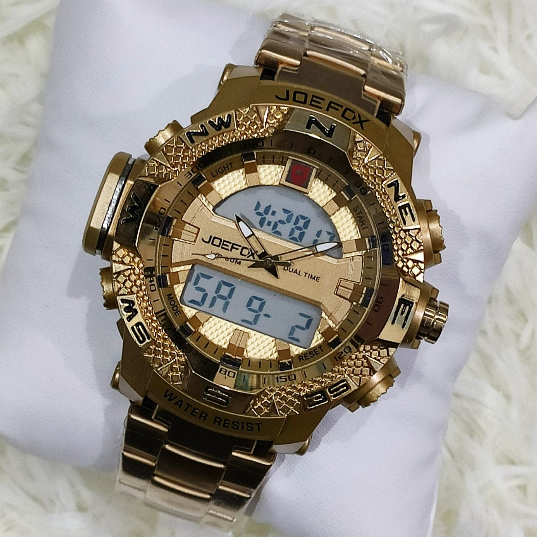 New JoeFox Dual Time Full Metal Action Watch Non Tarnish Japan Movement Water Proof Shopee Philippines