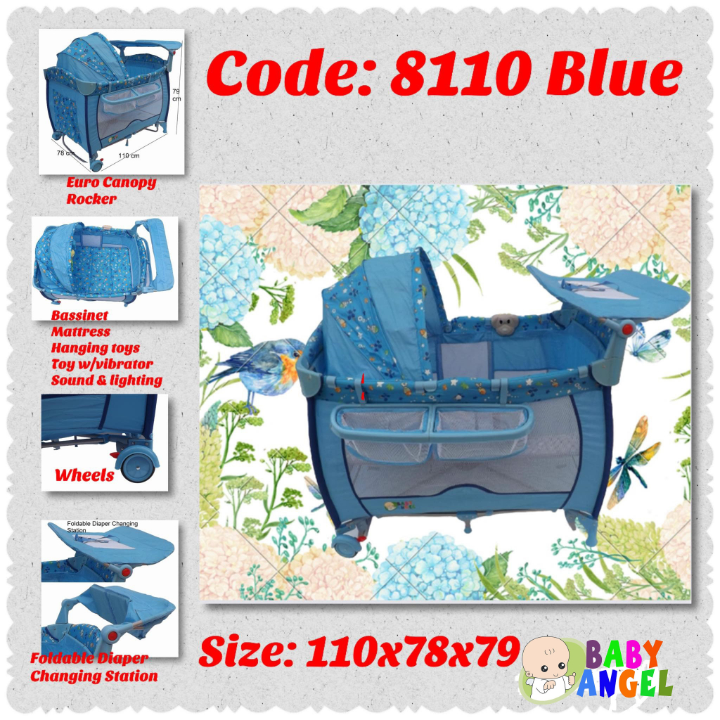 Baby Angel Crib/Playpen, Rocker, Toy Vibrator, Diaper Changing Station