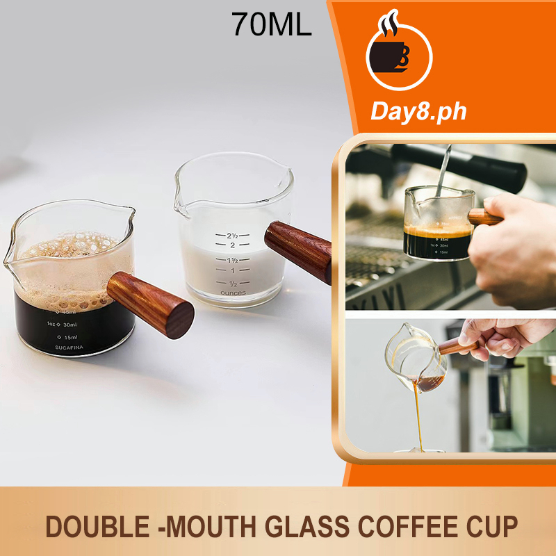 Double Shot Espresso Cups, Espresso Shot Glass With Wooden Handle