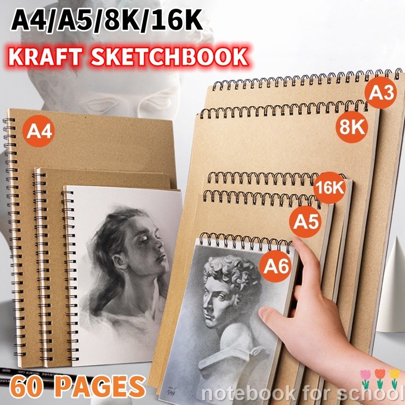 NFS A4/A5 Kraft Paper Sketchbook 8K/16K Double Spring Thick Blank Hand