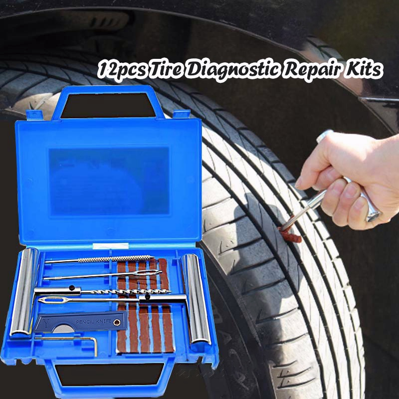 12pcs Tubeless Tire Repair Kits With Box Car And Motorcycle Tubeless