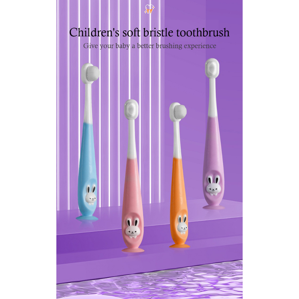 Kids with suction cup can stand cartoon rabbit toothbrush baby soft ...