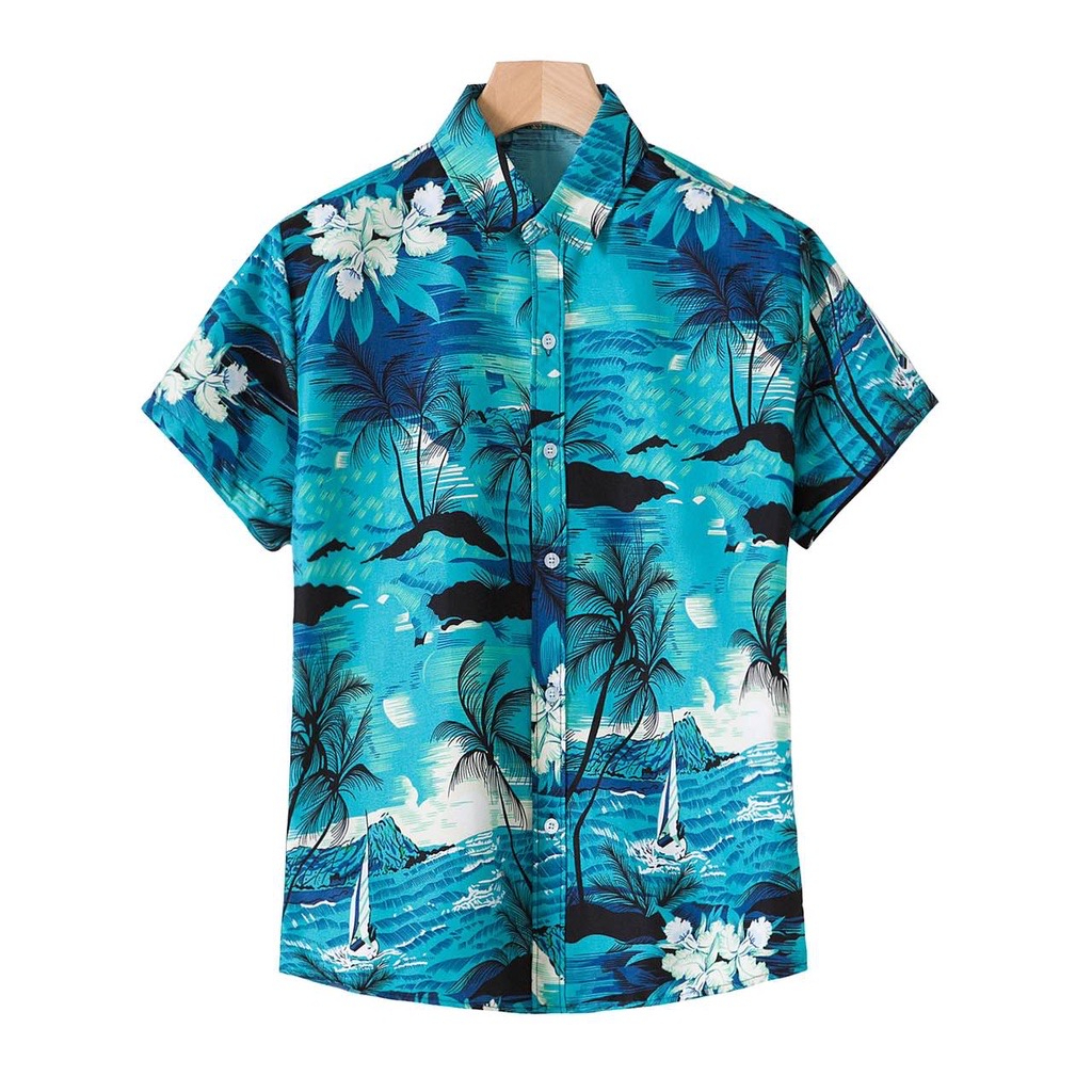 fashion floral hawaiian summer polo shirt | Shopee Philippines