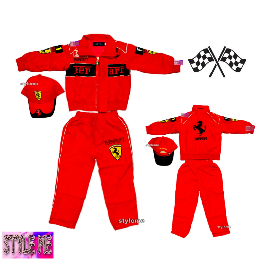 Red Ferrari F1 Jacket Style with Cap Car Racing Costume Cosplay Role ...