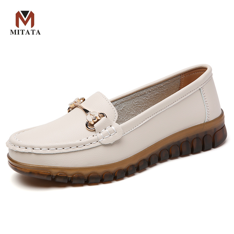 MITATA Quality Leather Loafers Women Shoes | Shopee Philippines