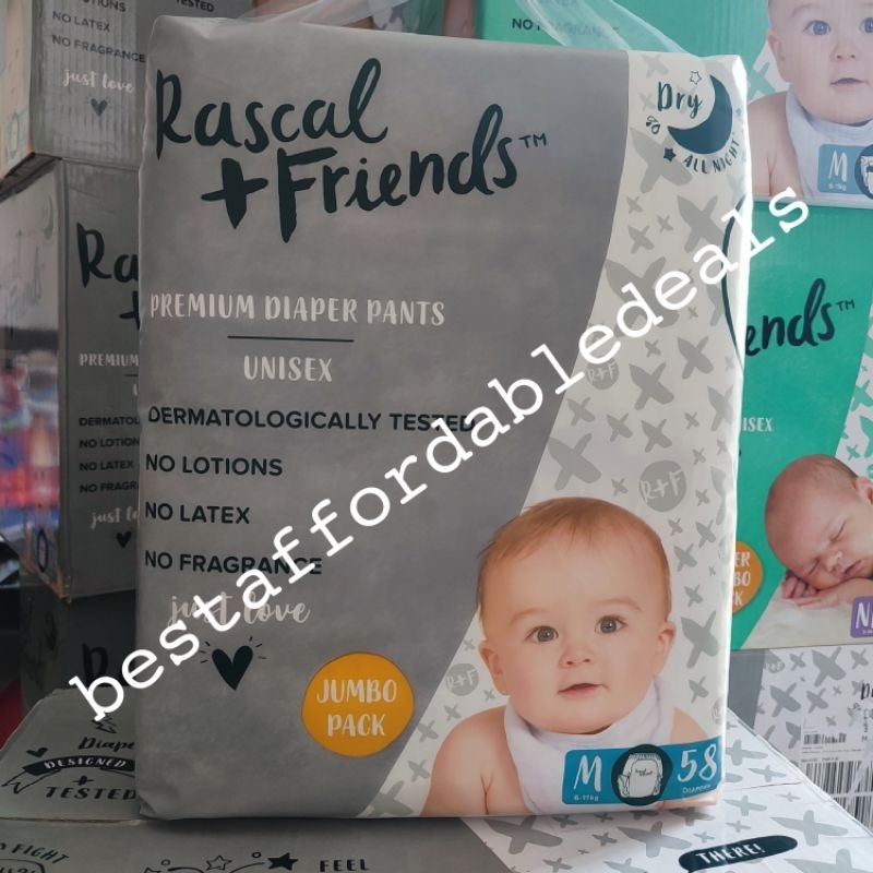 58pcs Rascal + Friends Premium Diaper Pants Medium Jumbo Pack Shopee