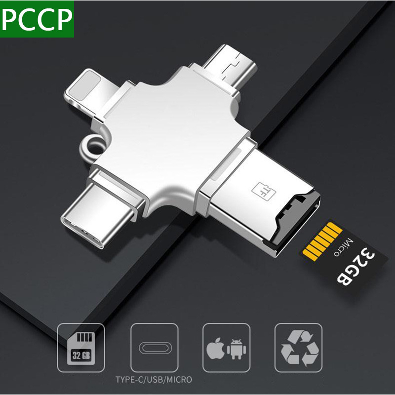 4 in 1 multi connector card reader,OTG lightning,micro USB,micro SD ...
