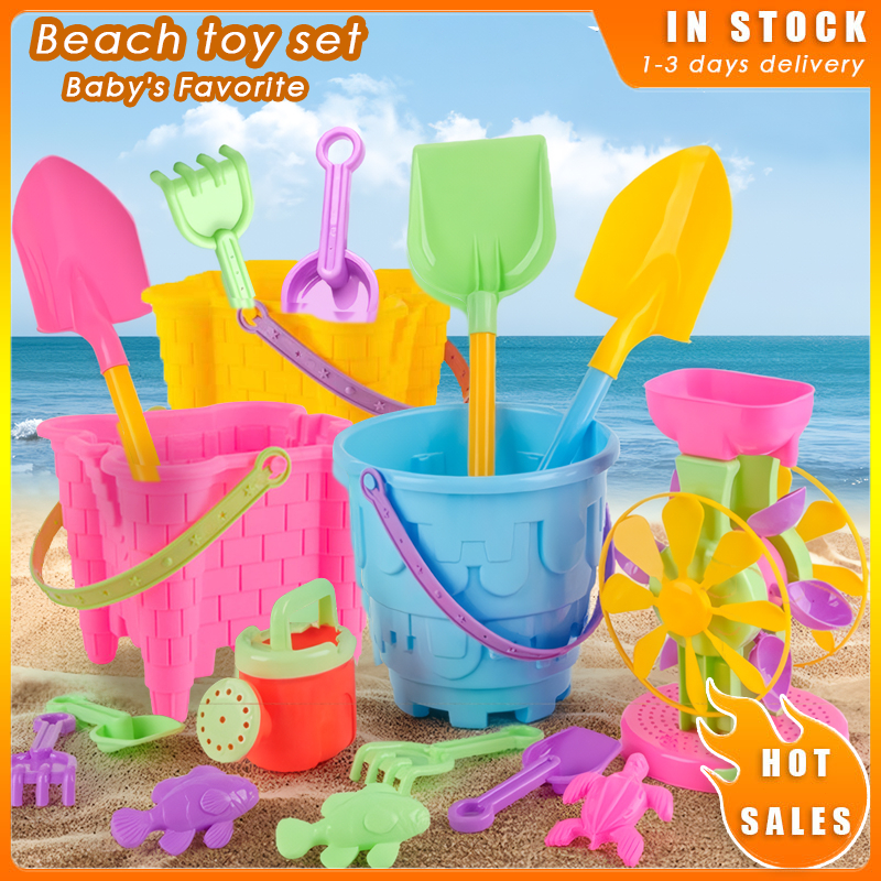 Summer Kids Beach Castle Toys Sand Toys Set Bucket with Sifter Shovel
