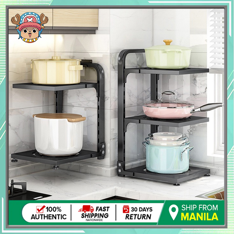 2-4 Tier Kitchen Pan Organizer Pot Rack Adjustable Under Sink ...