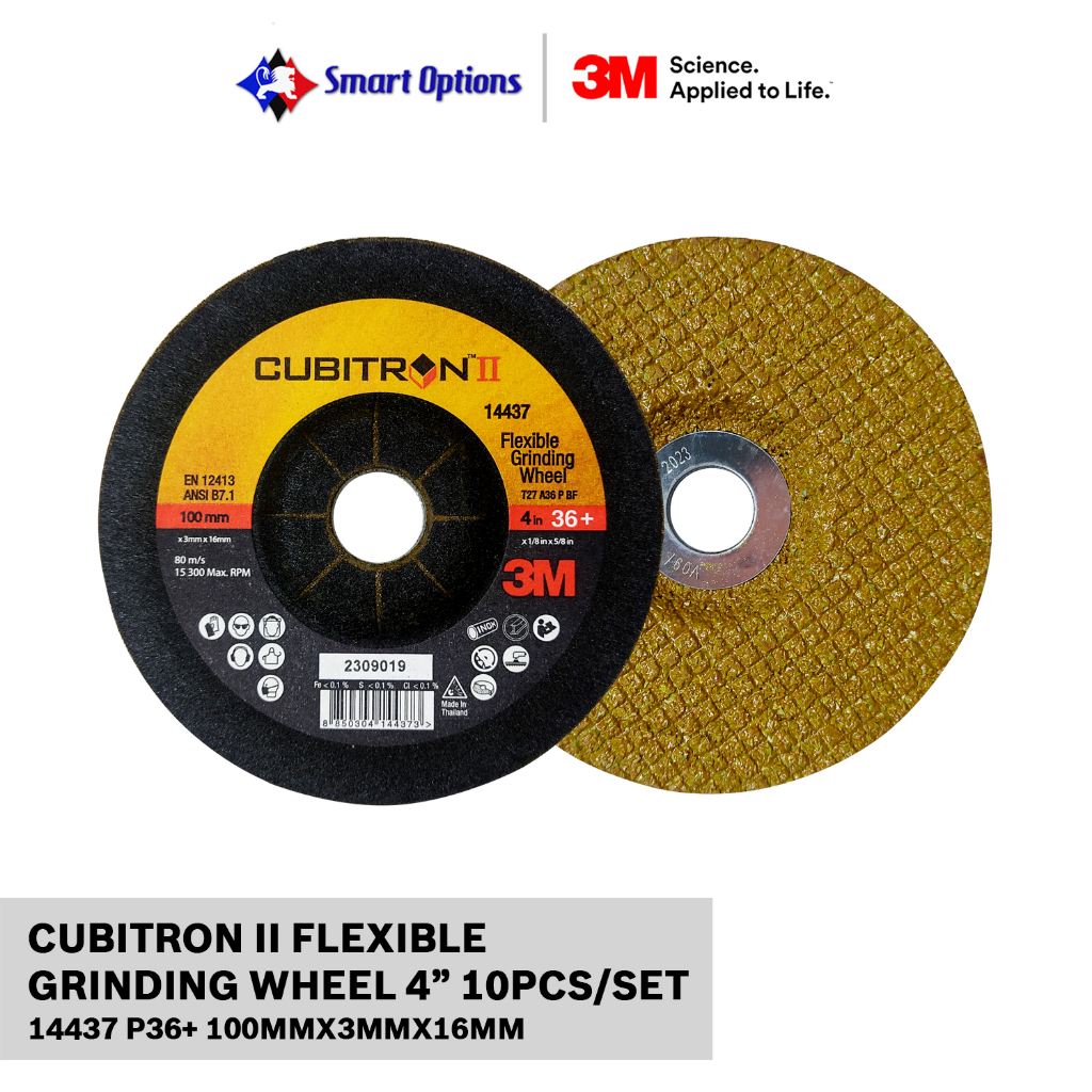 3M CUBITRON II FLEXIBLE GRINDING DISC 4" P36+ 10PCS/SET Shopee