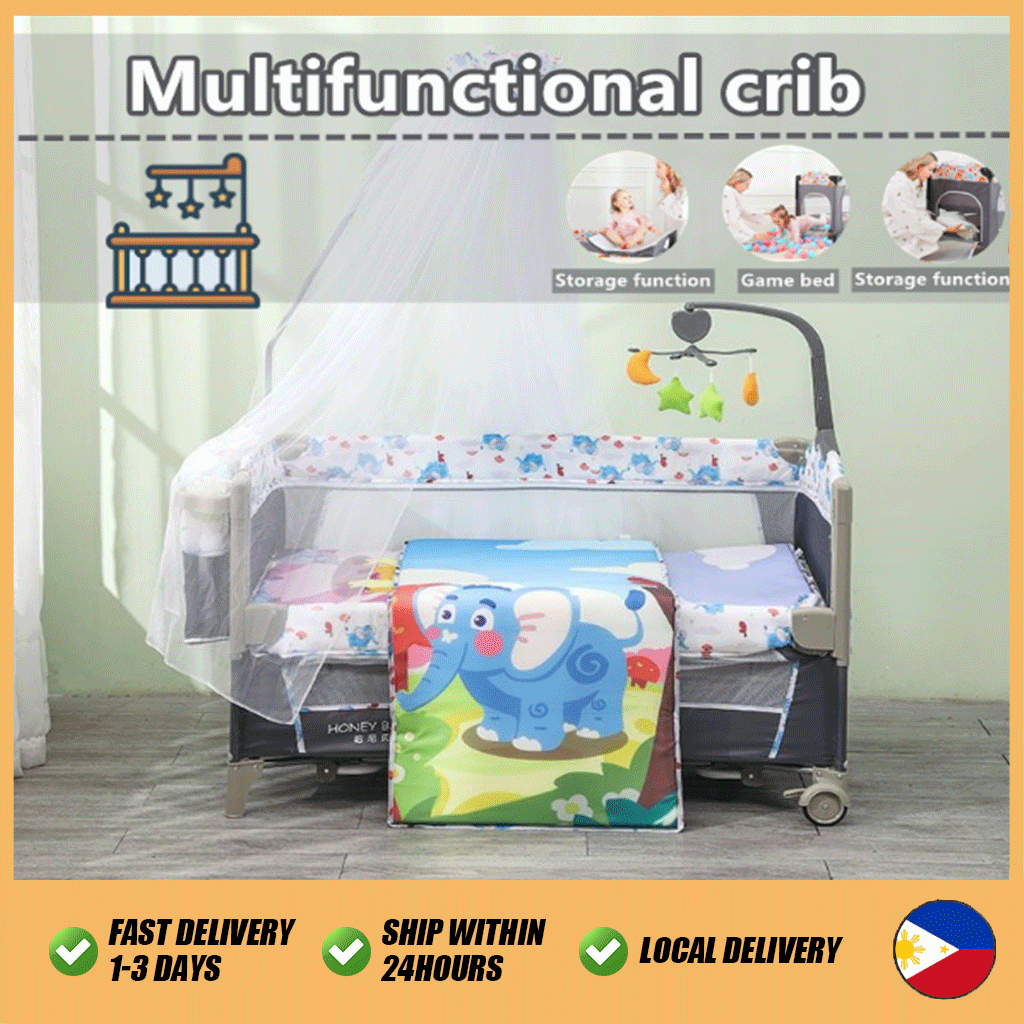 6 Modes Multifunctional Crib Portable Crib Folding Baby Crib Cradle Bed