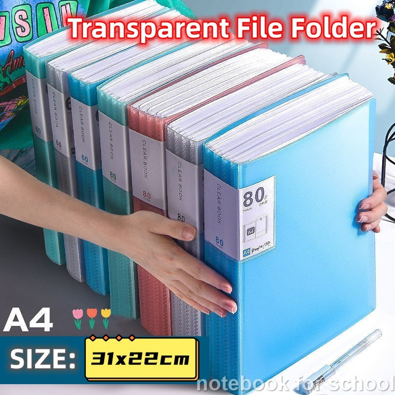 A4 Transparent File Folder Document Organizer Clear Book Stationery for