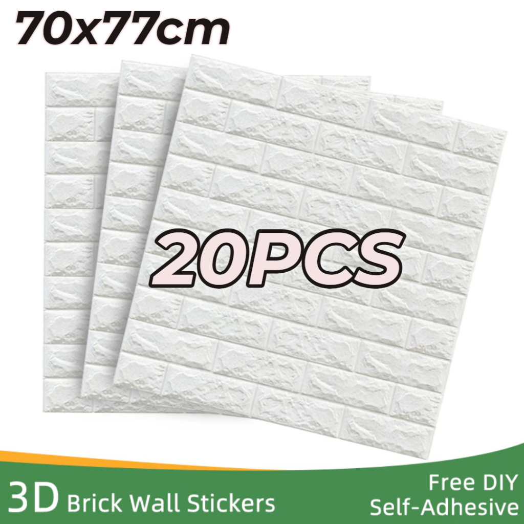 20pcs wallpaper 70x77cm 3D Foam Bricks wallpaper Stickers Room Wall ...