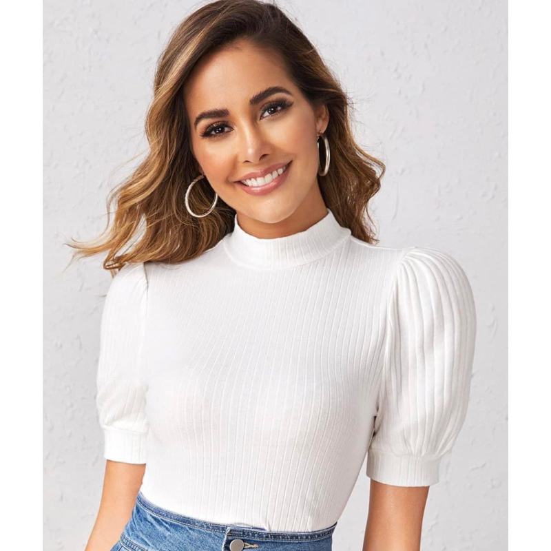 PUFF SLEEVES IN KNIT FABRIC Shopee Philippines