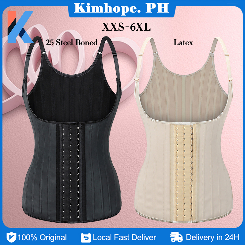 Women 25 Boned Latex Corset ig Waist Trainer 15 Hook Adjustable Size