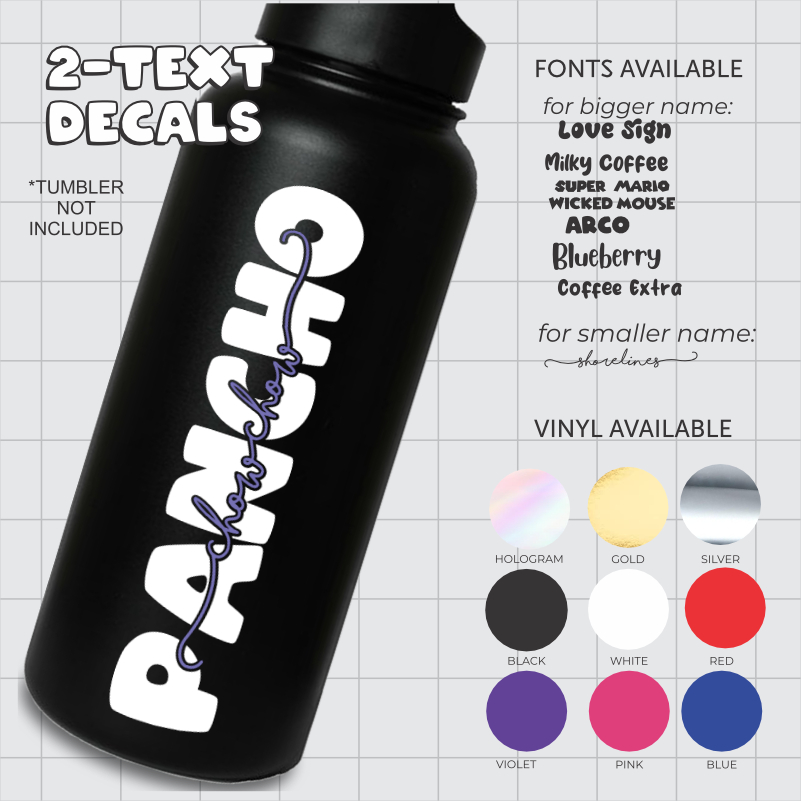 Custom 2 Names Decals Stickers Personalize 2 text name decals stickers