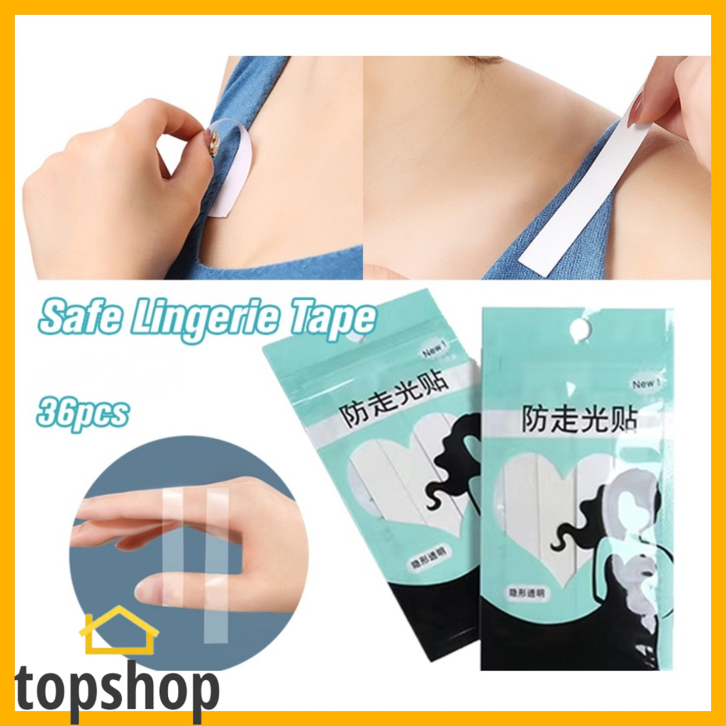 36pcs Lingerie Tape Strip Adhesive Strap Antislip Double Sided