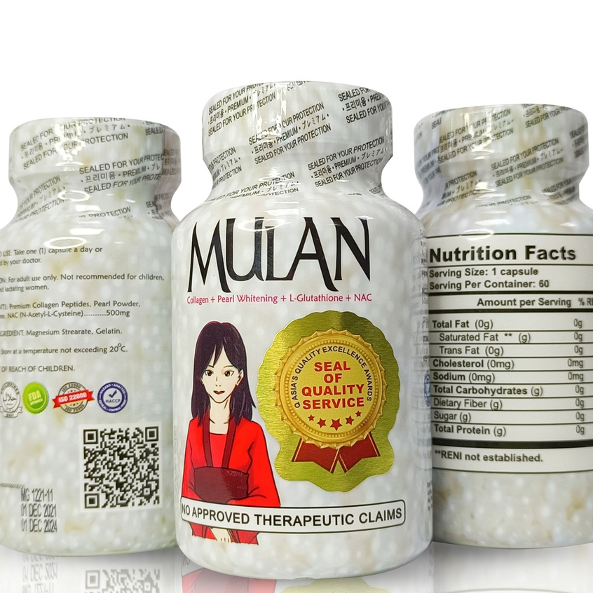 MULAN Pearl Powder + Collagen + L-Glutathione + N-Acetylcysteine (NAC) Food  Supplement 500mg 60caps | Shopee Philippines