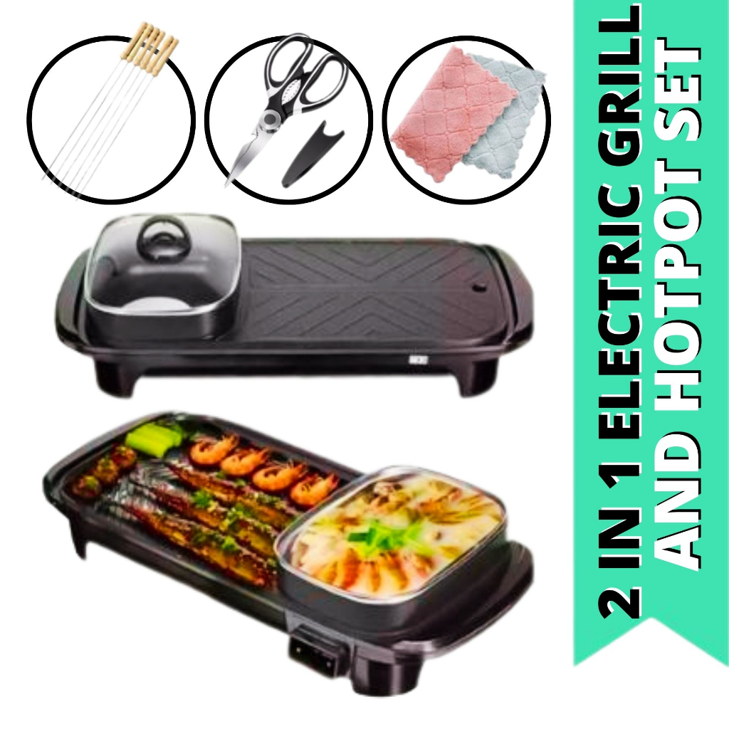 Electric Non-Stick Grill Pan + Hotpot Best for Shabu - Shabu ...