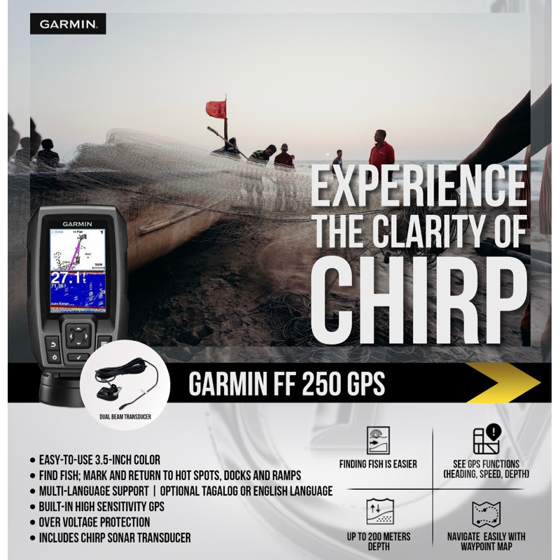 Garmin FF250 Fishfinder GPS, 1 YEAR WARRANTY