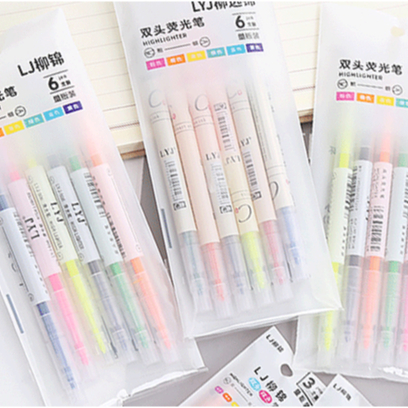 Colorful Double Head Highlighters Set 3PCS&6PCS Fluorescent Highlighter ...