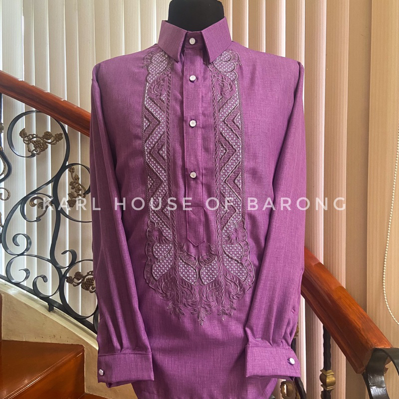 Violet Polo Barong Long Sleeves for Men (Formal Attire) | Shopee ...