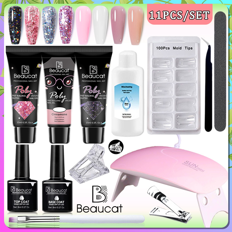 Poly Nail Gel Extension Nail 11pcsset Kit All For Manicure Set Acrylic Building Led Gel Polish 3257