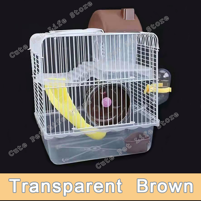 Acrylic Hamsters Cage with Running Wheel Water Bottle Food Basin 2 ...