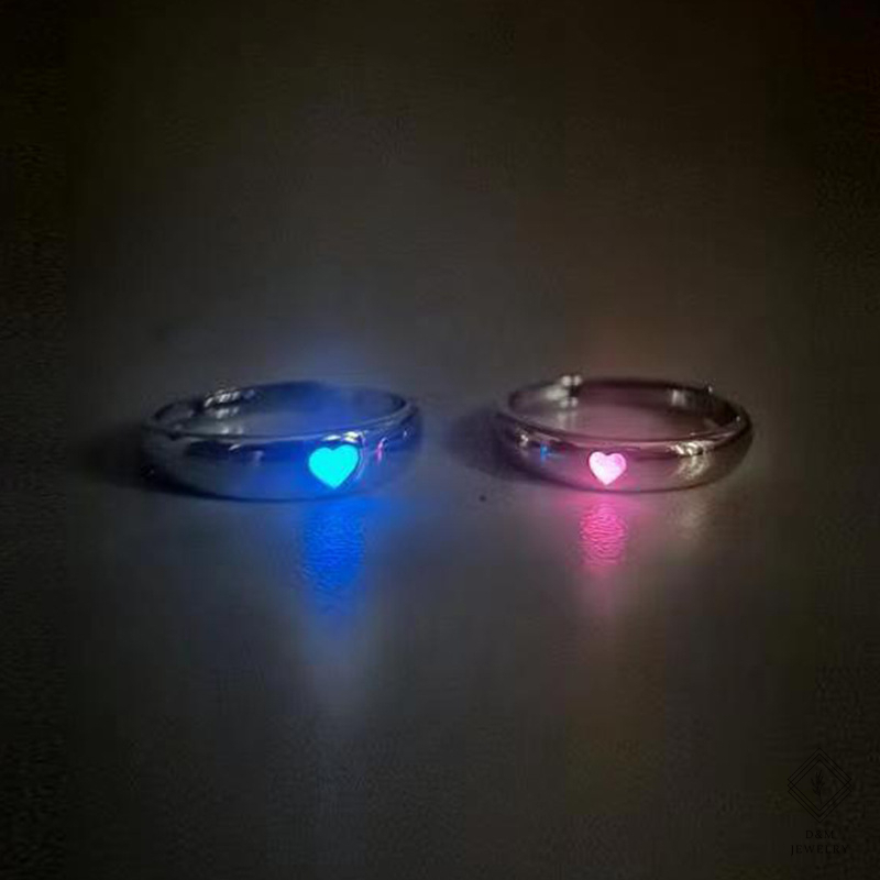 Love Luminous Ring Live Mouth Adjustable Couple Rings For Women ...