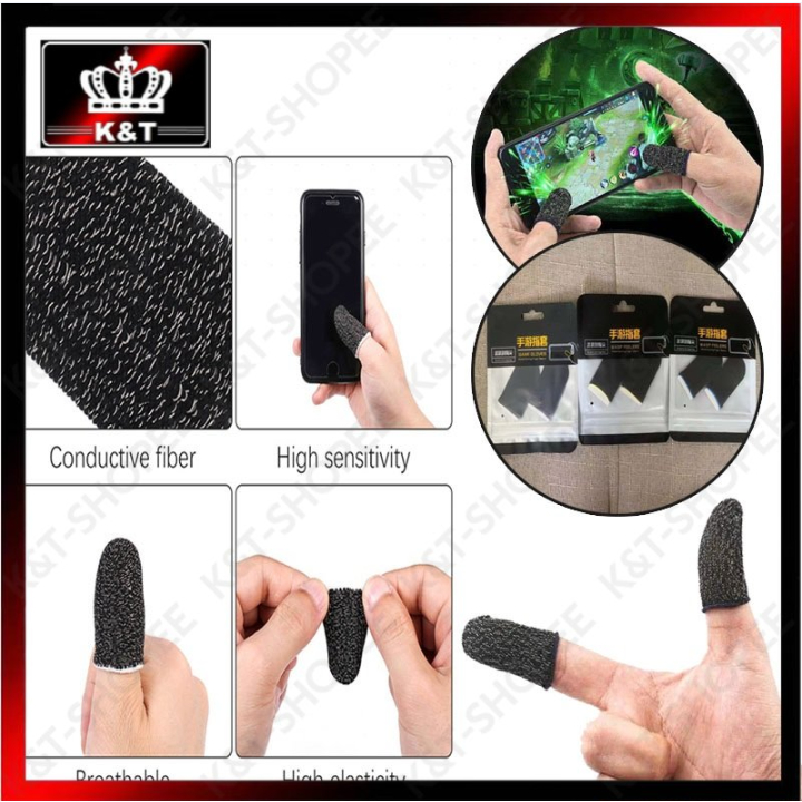 1 Pair (2pcs) Gamers Sweatproof Gloves Mobile Finger Sleeve Touchscreen
