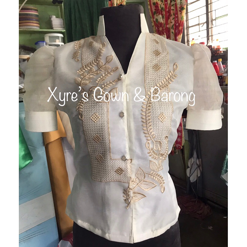 Modern Filipiniana Blouse with Lining/Piña Organza/ Not Shiny- Direct ...