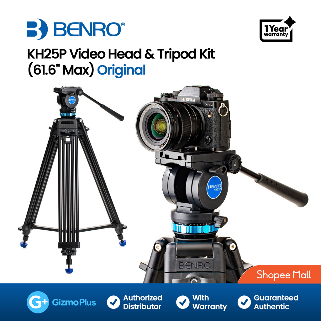 Benro KH25P Video Head & Tripod Kit (61.6" Max) Shopee Philippines